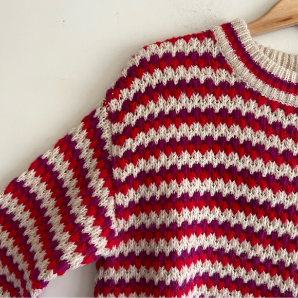 Rebecca Minkoff Red Stripe Chunky Knit Wool Blend Sweater Size Med - Picture 4 of 16